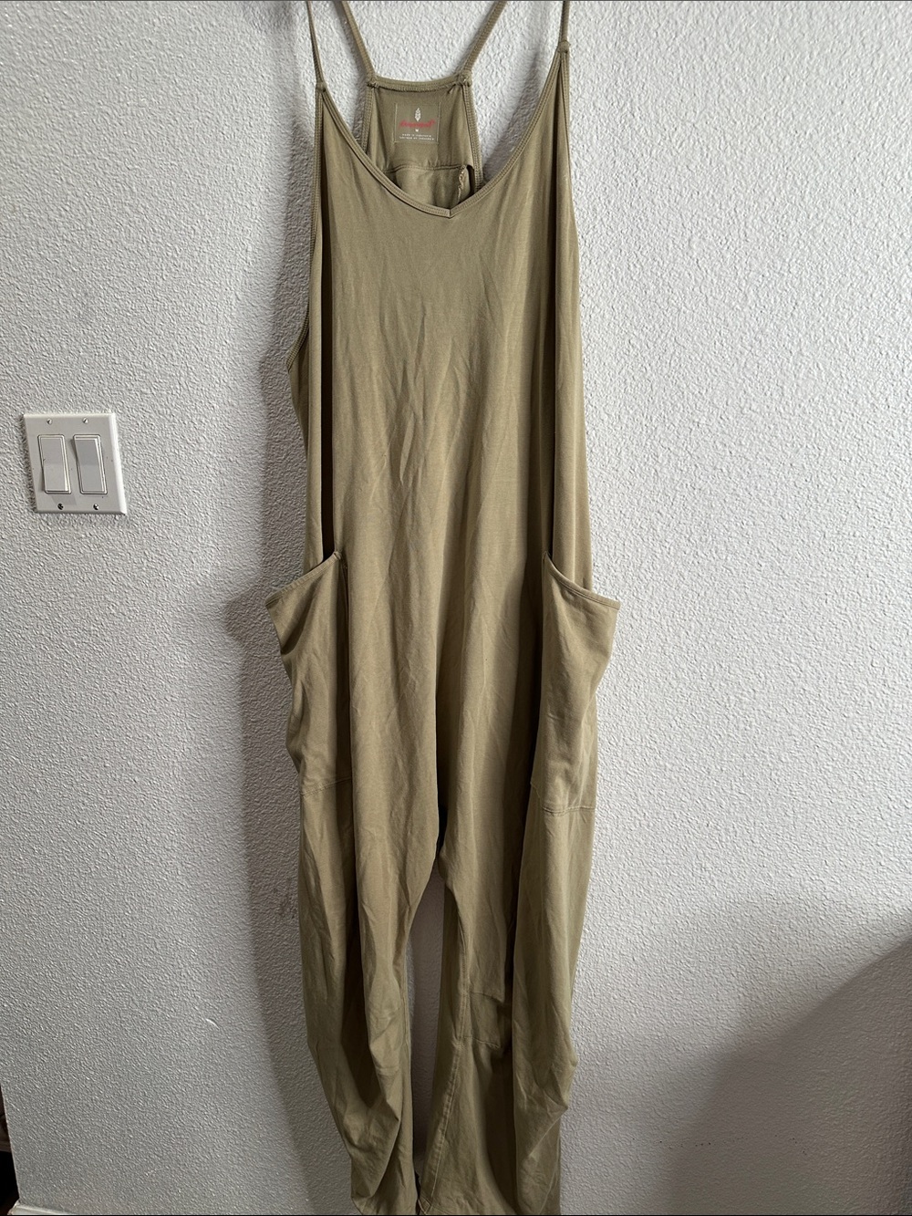 Free people movement hot shot Relaxed Olive Cotton Romper with Pockets size M - Picture 3 of 8